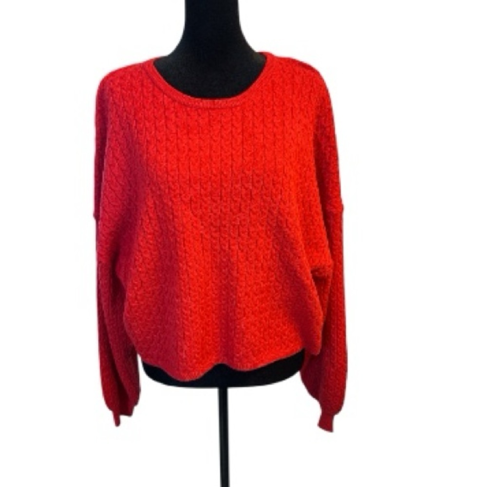 NWT Philosophy Cable Knit Crewneck Sweater in Bright Red size large